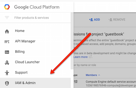 Google Cloud IAM settings