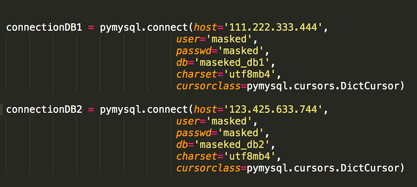 Connecting to two databases with pymysql